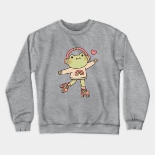 Cute Frog With Headphones And Roller Skates Crewneck Sweatshirt